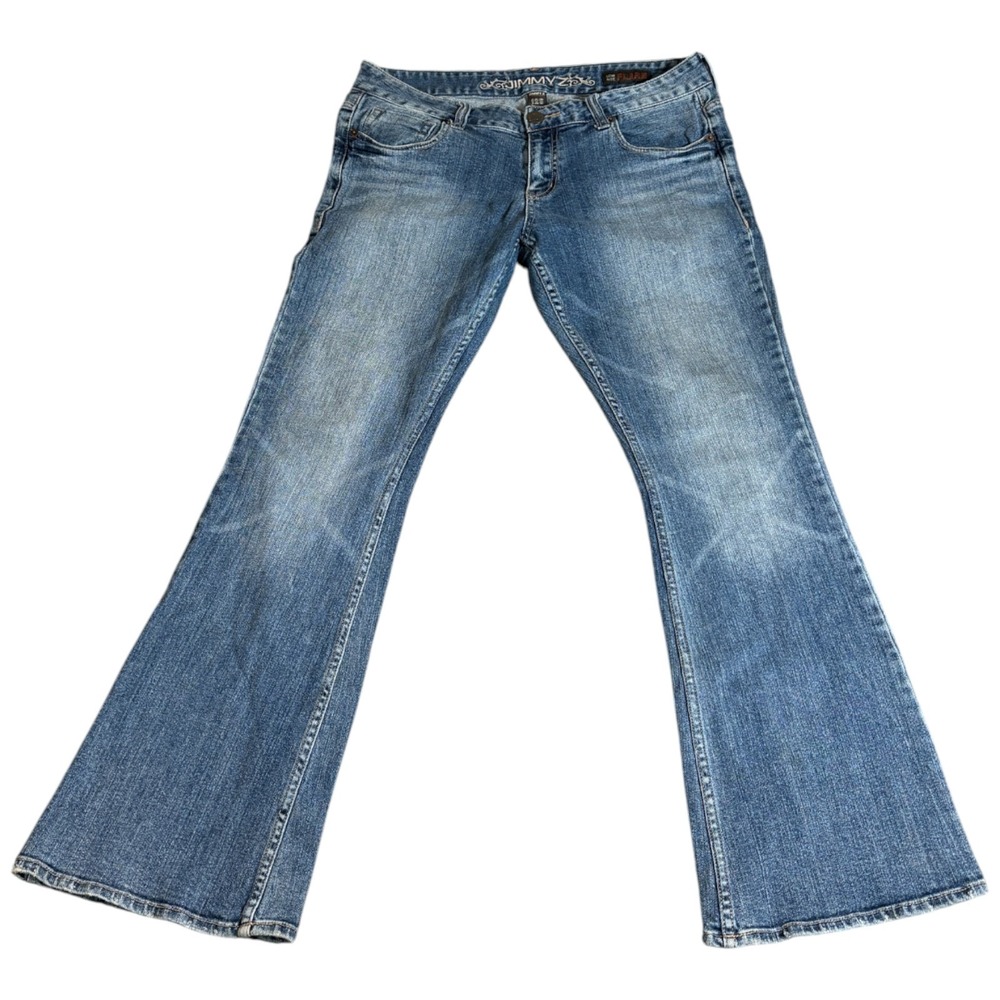 Jimmy'Z Flare Jeans Womens 12 Blue Denim Low Rise‎ Medium Wash Casual 33x30 90s